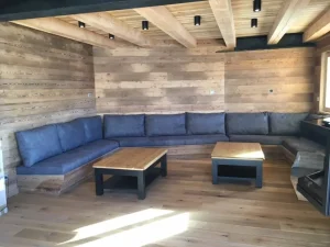 Canapé contour de piece en tissu gris anthracite