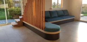 Canapé bleu angle intérieur